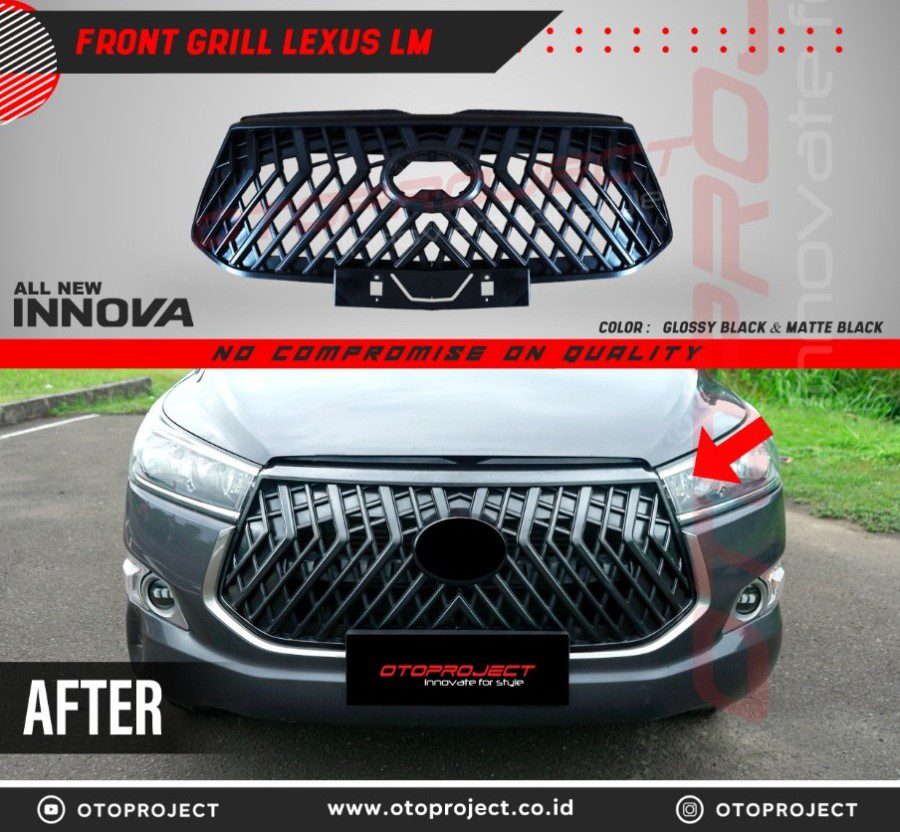 Front Grill Innova Lexus LM Design - Black di Otopia Surabaya . Harga terjangkau